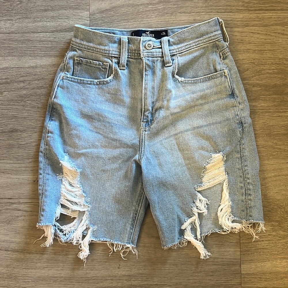 High Waist Mid Length Long Jean Shorts